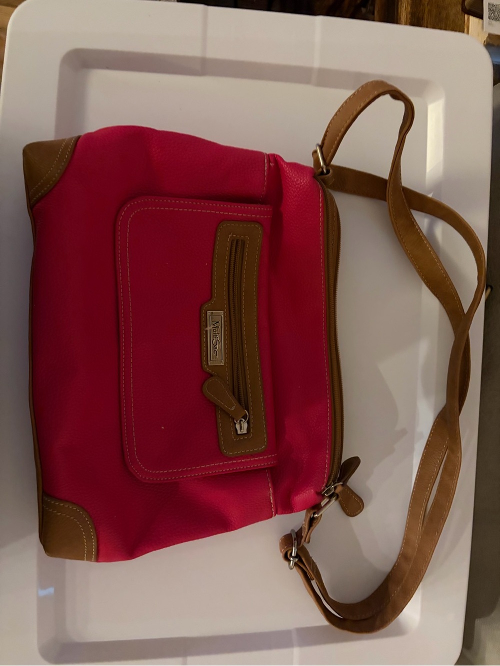 Women's red Multisac handbag with Tan Trim